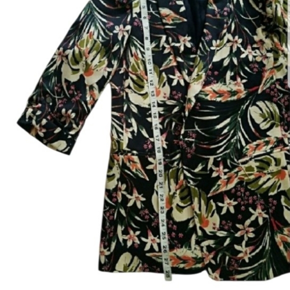 Zara Tropical Floral Silky Smooth Open Front Bold Blazer - Picture 5 of 10